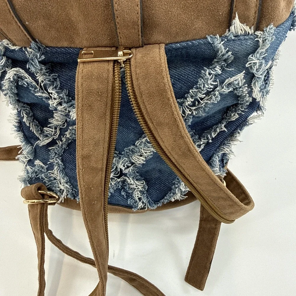 SMALL‎ DENIM & VEGAN LEATHER BACKPACK